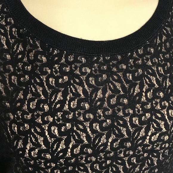 Loft Black and Cream Lace Front Sweater - Picture 3 of 5